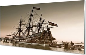 Szkło do Kuchni na Ścianę Zabytkowy Statek na Morzu