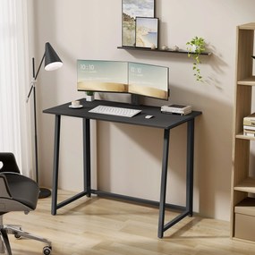 Zestaw do biura – składany stół ZARIMO 80×40 cm czarny + krzesło biurowe AVOLA VELVET szare