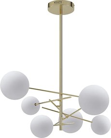 Lampa sufitowa asymetryczna z metalu - 6 kloszy - szer. 72 x wys. 116 cm - Złoty z połyskiem - NAKINA