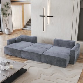 Masseno Narożnik FENTO z funkcją spania i pojemnikiem na pościel Narozniki U, Rozkładana sofa - Szary, MONOLITH 85