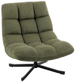 HOMCOM Fotel obrotowy lounge z szerokim siedziskiem, wodoodporna optyka chenille, skrzyżowane stalowe nogi, Zielony