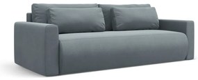 Szaroniebieska aksamitna rozkładana sofa ze schowkiem 238 cm Belfast – Cosmopolitan Design
