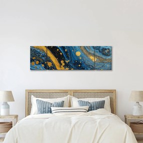 Obraz - Niebieska abstrakcja ze złotem (170x50 cm)