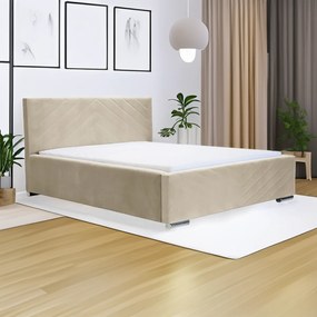 Łóżko tapicerowane z pojemnikiem i materacem COOL 180x200 cm Beżowy