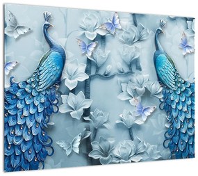Obraz na szkle pawi (70x50 cm)