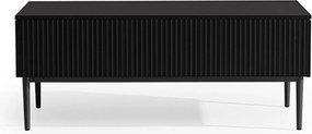 Stolik kawowy Nicole 120 cm z szufladami i metalowymi nogami - czarny mat / czarne nóżki