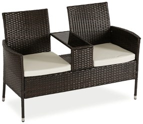 Sofa Ogrodowa Dwuosobowa ze Stolikiem KENT Technorattan Brązowa