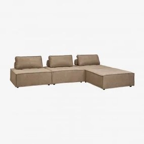 3-częściowa Modułowa Sofa I Pufa W Tkaninie Vermont Tkaniny Piaskowy Brąz - Sklum