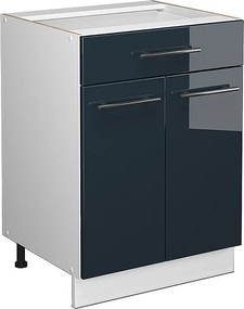 Szafka dolna do kuchni ciemnoniebieski wysoki połysk 60x51.6x82 fame-line