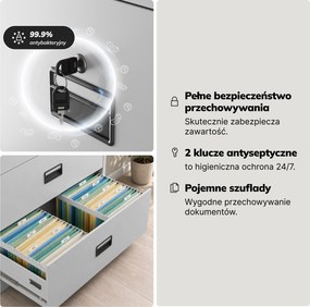 Szafa kartotekowa metalowa z 4 szufladami szara, 900x1320x600 mm: SARA XL V4