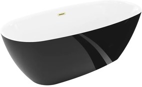 Mexen Luvo Slim wanna wolnostojąca 170 x 75 cm, biała/czarna, przelew złoty szczotkowany - 52801707575-55