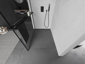 Mexen Kioto+ L ścianka prysznicowa z półką Walk-in 60 x 200 cm, czarna ramka, czarna - 800-060-123-70-70