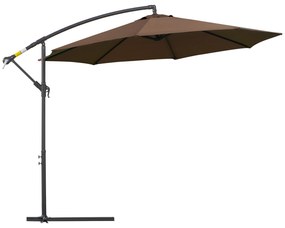 Outsunny Parasol Ogrodowy z Korbką Wodoodporny 3 m x 2,5 m, Stal i Poliester, Kolor Kawa