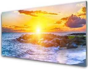 Panel Szklany Ognisty Zachód nad Morzem