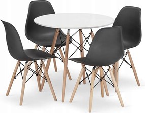 Valora KOVA Okrągły Stół Ø80 Biały + 4 Krzesła OSAKA Czarne