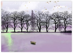 Obraz - Łodka na jeziorze (70x50 cm)