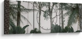 Obraz - dżungla w porannej mgle (z zegarem) (90x30 cm)