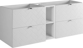 Meble łazienkowe, Biały Mat, 140 x 57 x 46 cm, uchwyty srebrne