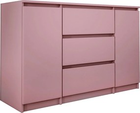 Komoda 2-drzwiowa z 3 szufladami, 120 x 78 x 39 cm, kolor: różowy