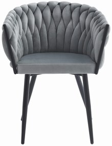 Jasnoszare krzesło do jadalni ORION VELVET z czarnymi nogami