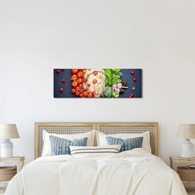 Obraz - Stół pełen warzyw (z zegarem) (90x30 cm)