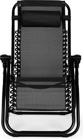 Składany leżak ogrodowy, tarasowy Rimini 009, czarny
