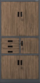 Biurowa szafa metalowa z sejfem antracytowa / orzech: Eco Design FILIP II, 900 x 1850 x 400 mm