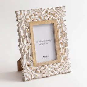 Ramka Na Zdjęcia Z Drewna Mango Lixeni Vintage White Wood - Sklum