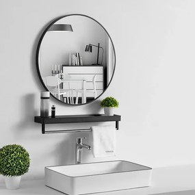 Lustro LOFT ścienne okrągłe łazienkowe do salonu sypialni loftowe Industrialne minimalistyczne : Kolor Stelaża - Czarny , Rozmiar - FI60