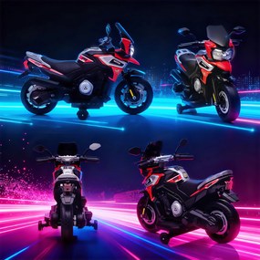 AIYAPLAY Elektryczny motocykl dla dzieci 18-36 miesięcy, pojazd do siedzenia, kółka pomocnicze, światła, muzyka, tworzywo sztuczne, stal, czerwony