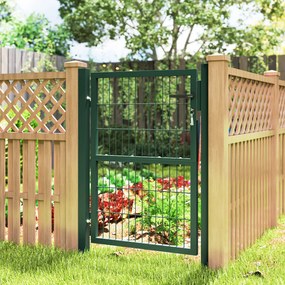 Outsunny Bramka Ogrodowa z Stali z Uchwytem, Zamykana na 3 Klucze 97x170cm Zielona