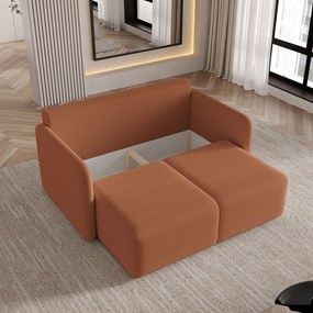 Masseno Sofa SUVI II z funkcją spania i pojemnikiem na pościel, Rozkładana sofa - Miedziany, QUELLE 54