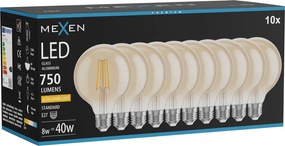 Mexen Vintis 10x żarówka filament LED E27, G95, 8W, Ciepła - 2200K, 750 lm, amber - L157-E27-0822-50x10