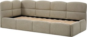 Łóżko wysuwane 2 x 80 x 200 cm – Z listwowym stelażem – Teksturowana tkanina – Taupe – PLURANIO