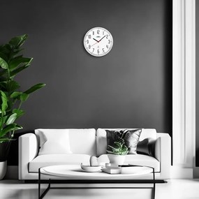 Plastowy zegar biały/błyszczący srebrny PRIM Radio ∅ 292 × 48 mm