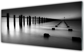 Szkło nad Blatem Drewniane Molo We Mgle