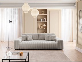 Jasnoszara sztruksowa rozkładana sofa ze schowkiem 260 cm Justin – Ropez