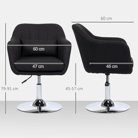 HOMCOM Krzesło obrotowe, regulowany fotel biurowy, lenopodobny poliester, metal, 60 x 60 x 79-91 cm, Szary