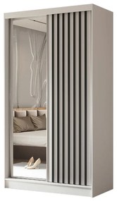 Szafa przesuwna - Lamel z lustrem 120 cm, biały mat