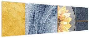 Obraz - Kształty i kwiat (170x50 cm)