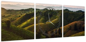 Obraz - Widok na tajskie wzgórza (z zegarem) (90x30 cm)