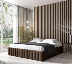 Brązowe pikowane łóżko tapicerowane 5 rozmiarów P6-N00