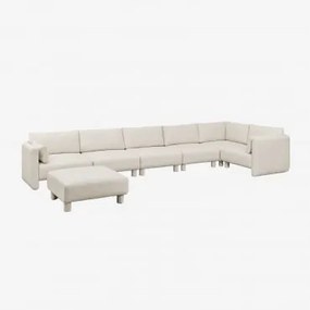 6-częściowa Sofa Modułowa Narożna Prawa I Pufa Z Tkaniny Bouclé Artemisa Tkanina Bouclé W Kolorze Kremowo-beżowym - Sklum