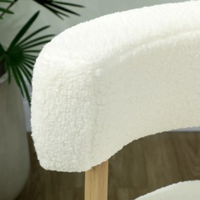 HOMCOM Fotel lounge fotel relaksacyjny z Sherpa-Fleece, metalowe nogi w wyglądzie drewna, tapicerowany fotel 67 x 67 x 71 cm kremowo-biały | Aosom PL