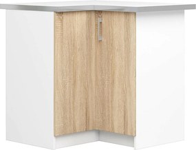 Szafka kuchenna narożna AKORD S90 z blatem system LIMA Biała 84 cm 2 drzwi kolor Dąb Sonoma mat 2 półki 84x44,5x85,5 cm