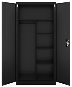 Szafa gospodarcza DAWID, 900 x 1850 x 450 mm, All Black: czarna