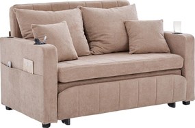 2-osobowa z 4 poduszkami - Sofa relaksacyjna z uchwytem na kubek i kieszeniami bocznymi - szenil khaki