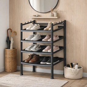 Szafka na buty 4 półki Black 52 x 34 x 67 cm