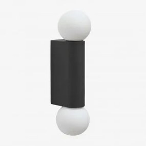 Kinkiet Ścienny Z 2 Kulami Szklanymi Do Użytku Zewnętrznego, Aluminiowy Irvine Czarna - Sklum