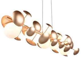 Lampa wisząca w biało-złotym kolorze ze szklanym kloszem Bubble – Trio Select